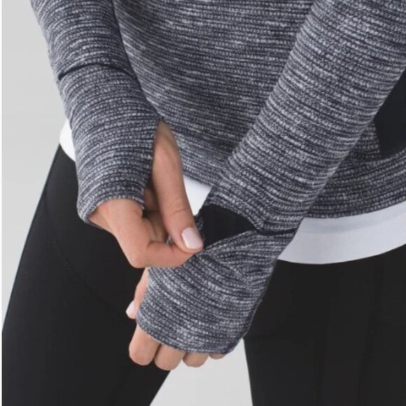 Lululemon Think Fast Long Sleeve Shirt Coco Pique Black Gray Sz 8 BRAND NEW NWT - Picture 5 of 16